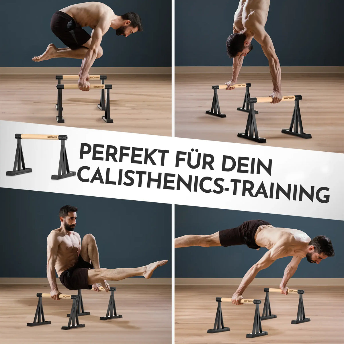 Parallettes rutschfest für Fitness & Calisthenics - Hoch High (30 cm) - Sportgerät von NEOLYMP | Fitnessequipment und Sportartikel