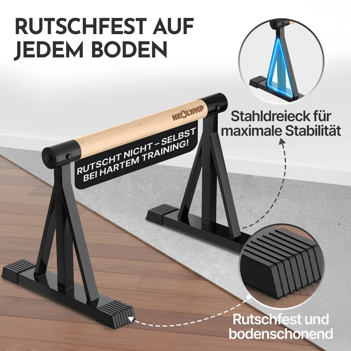 Parallettes rutschfest für Fitness & Calisthenics - Hoch High (30 cm) - Sportgerät von NEOLYMP | Fitnessequipment und Sportartikel