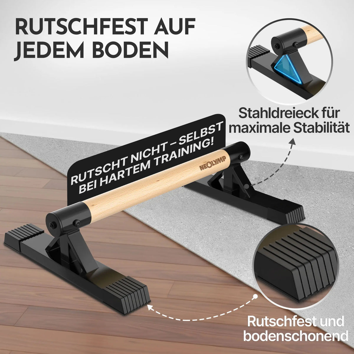 Parallettes rutschfest für Fitness & Calisthenics - Niedrig Low (10 cm) - Sportgerät von NEOLYMP | Fitnessequipment und Sportartikel