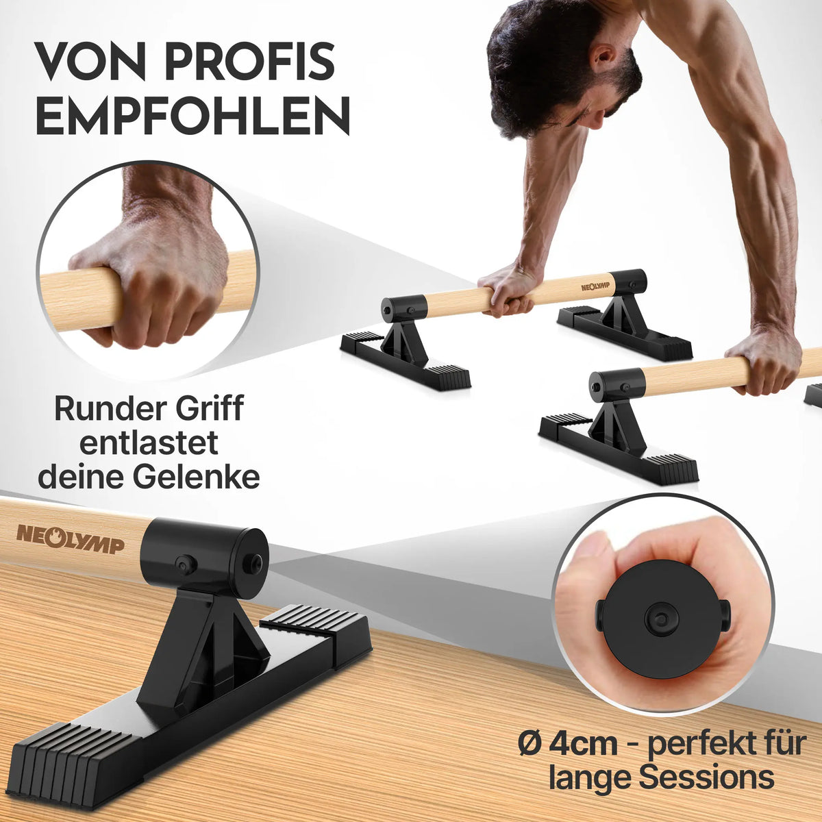 Parallettes rutschfest für Fitness & Calisthenics - Niedrig Low (10 cm) - Sportgerät von NEOLYMP | Fitnessequipment und Sportartikel