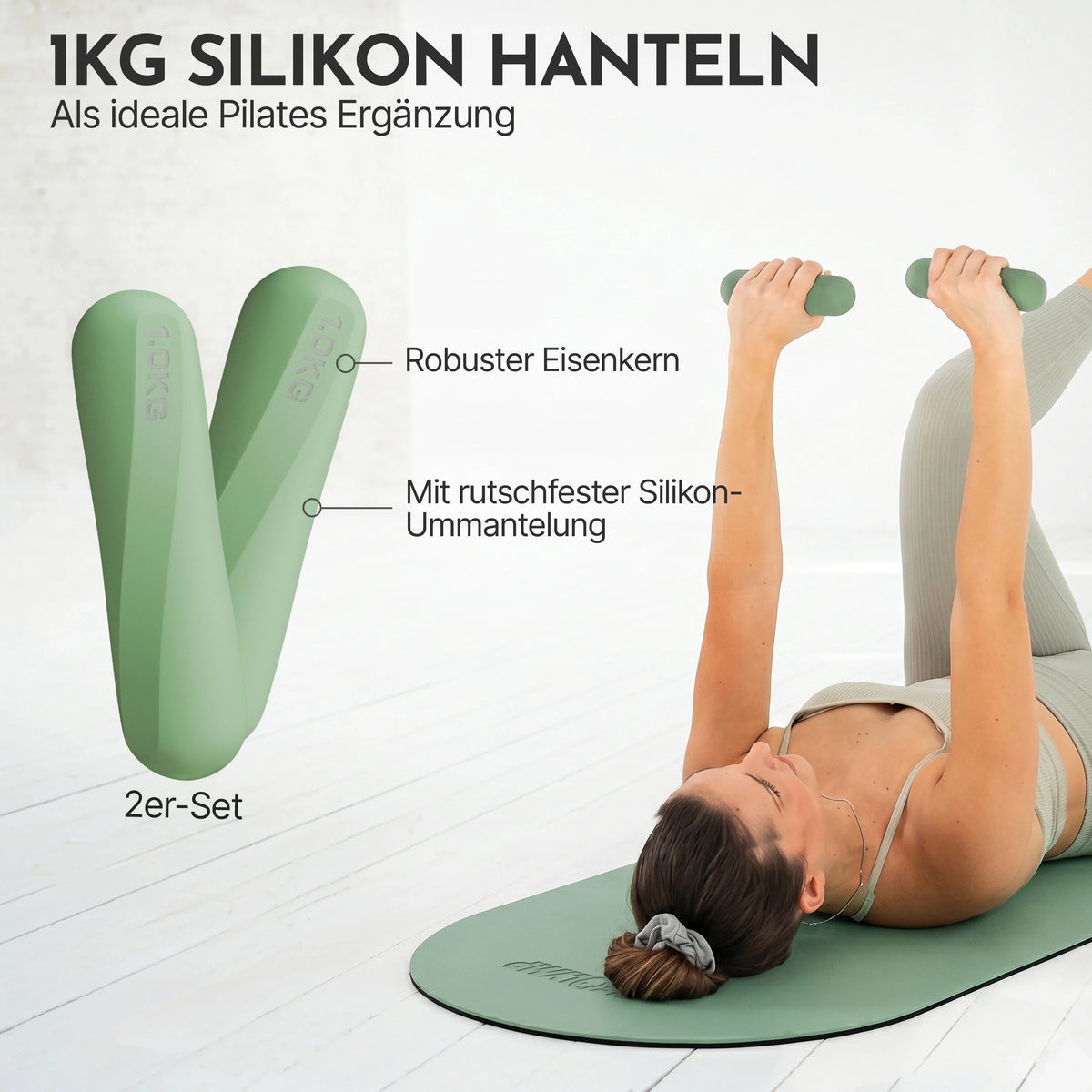 Pilates Komplett-Set Premium - mit Geschenkbox - Matcha PLUS Set: mit Pilatesmatte - Sportgerät von NEOLYMP | Fitnessequipment und Sportartikel