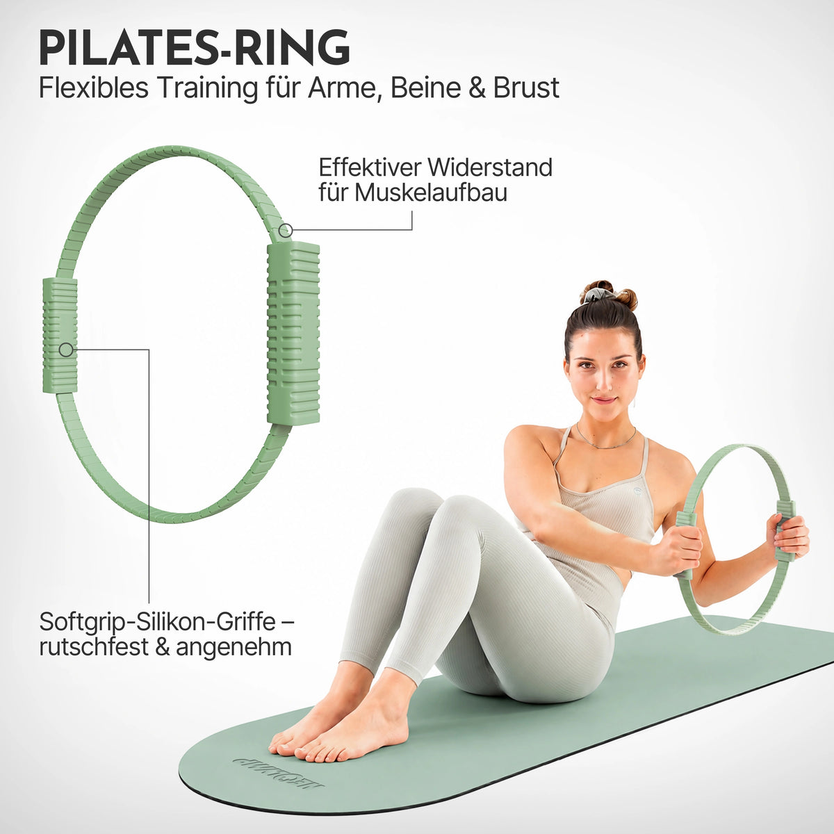 Pilates Komplett-Set Premium - mit Geschenkbox - Matcha PLUS Set: mit Pilatesmatte - Sportgerät von NEOLYMP | Fitnessequipment und Sportartikel