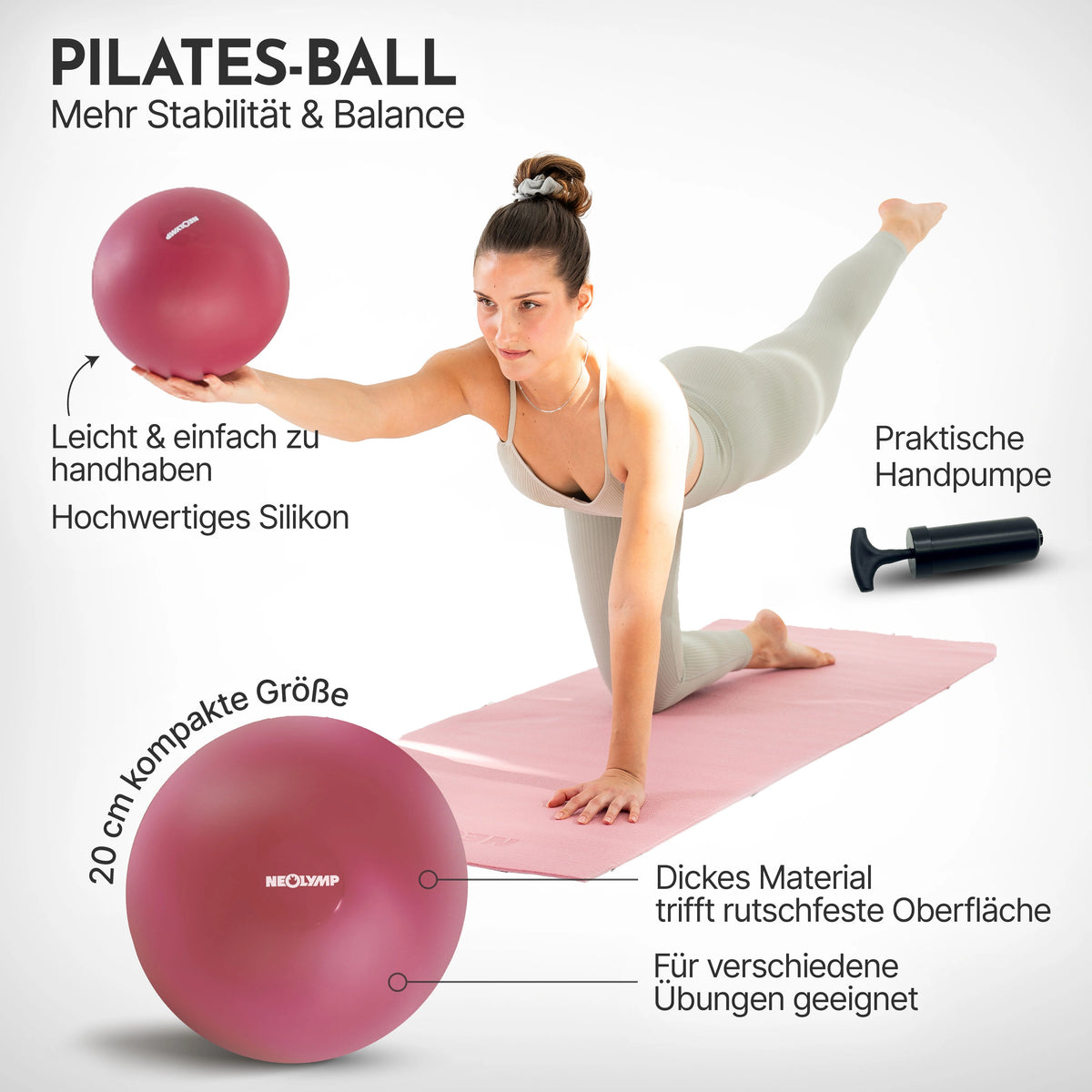 Pilates Komplett-Set Premium - mit Geschenkbox - Berry PRO Set: mit Pilatesmatte + Kurs - Sportgerät von NEOLYMP | Fitnessequipment und Sportartikel