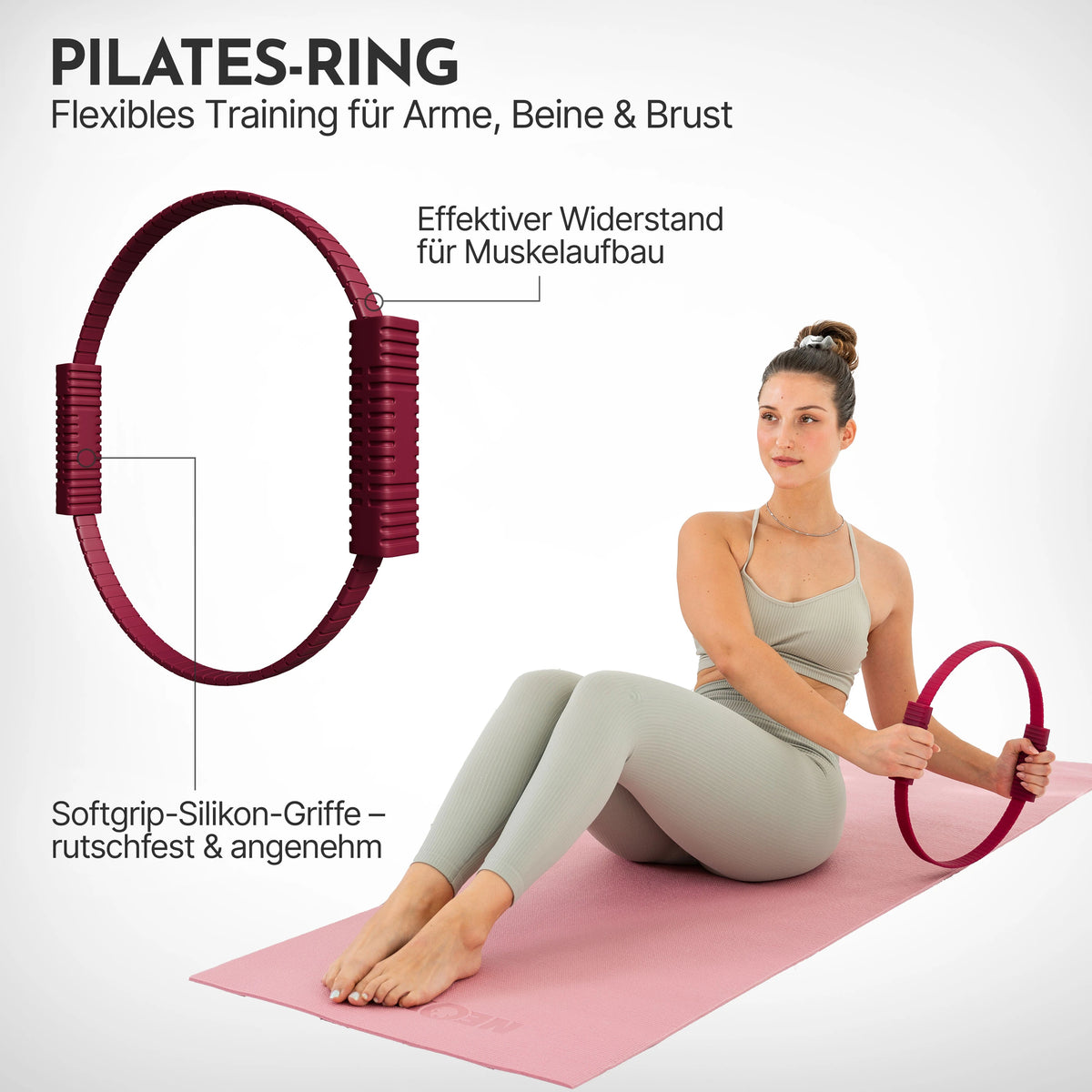Pilates Komplett-Set Premium - mit Geschenkbox - Berry PLUS Set: mit Pilatesmatte - Sportgerät von NEOLYMP | Fitnessequipment und Sportartikel