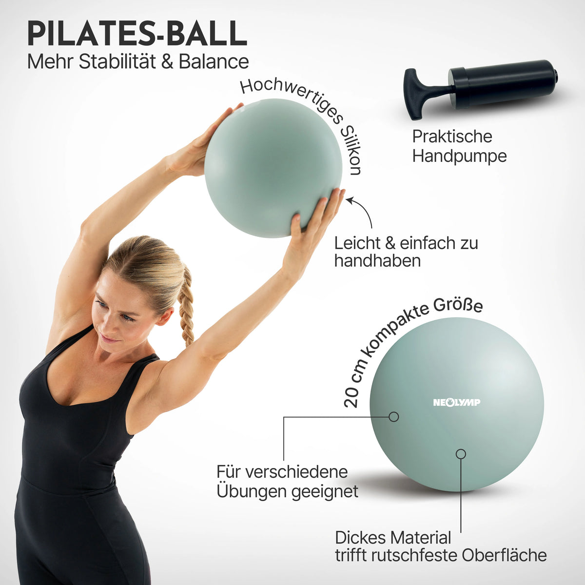 Pilates Komplett-Set Premium - mit Geschenkbox - Sky Blue PLUS Set: mit Pilatesmatte - Sportgerät von NEOLYMP | Fitnessequipment und Sportartikel