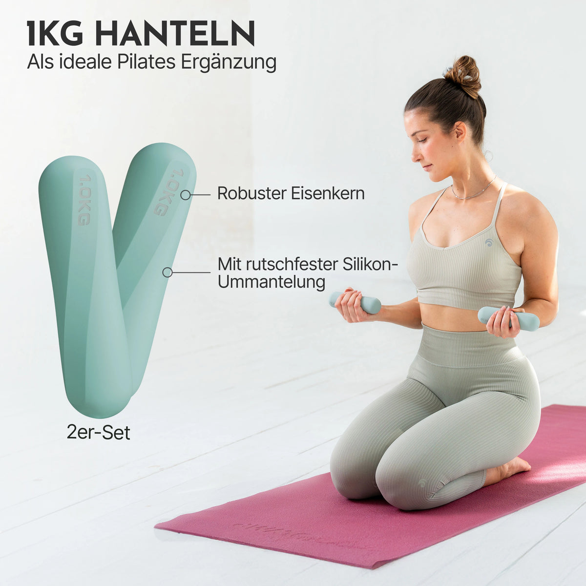 Pilates Komplett-Set Premium - mit Geschenkbox - Sky Blue PRO Set: mit Pilatesmatte + Kurs - Sportgerät von NEOLYMP | Fitnessequipment und Sportartikel