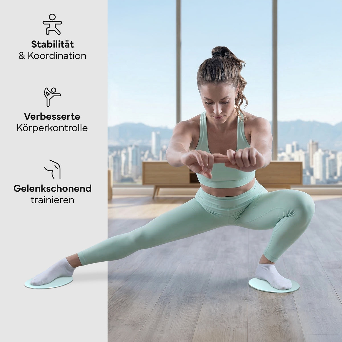 Pilates Slider 2er Set - für glatte Böden und Teppich - Sky Blue - Pilatesequipment von NEOLYMP | Fitnessequipment und Sportartikel
