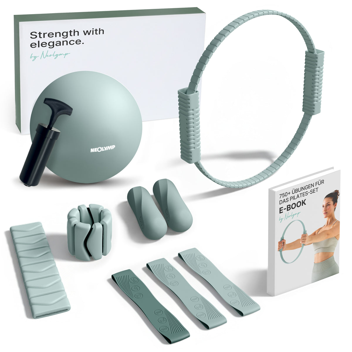 Pilates Komplett-Set Premium - mit Geschenkbox - Sky Blue BASIC Set - Sportgerät von NEOLYMP | Fitnessequipment und Sportartikel