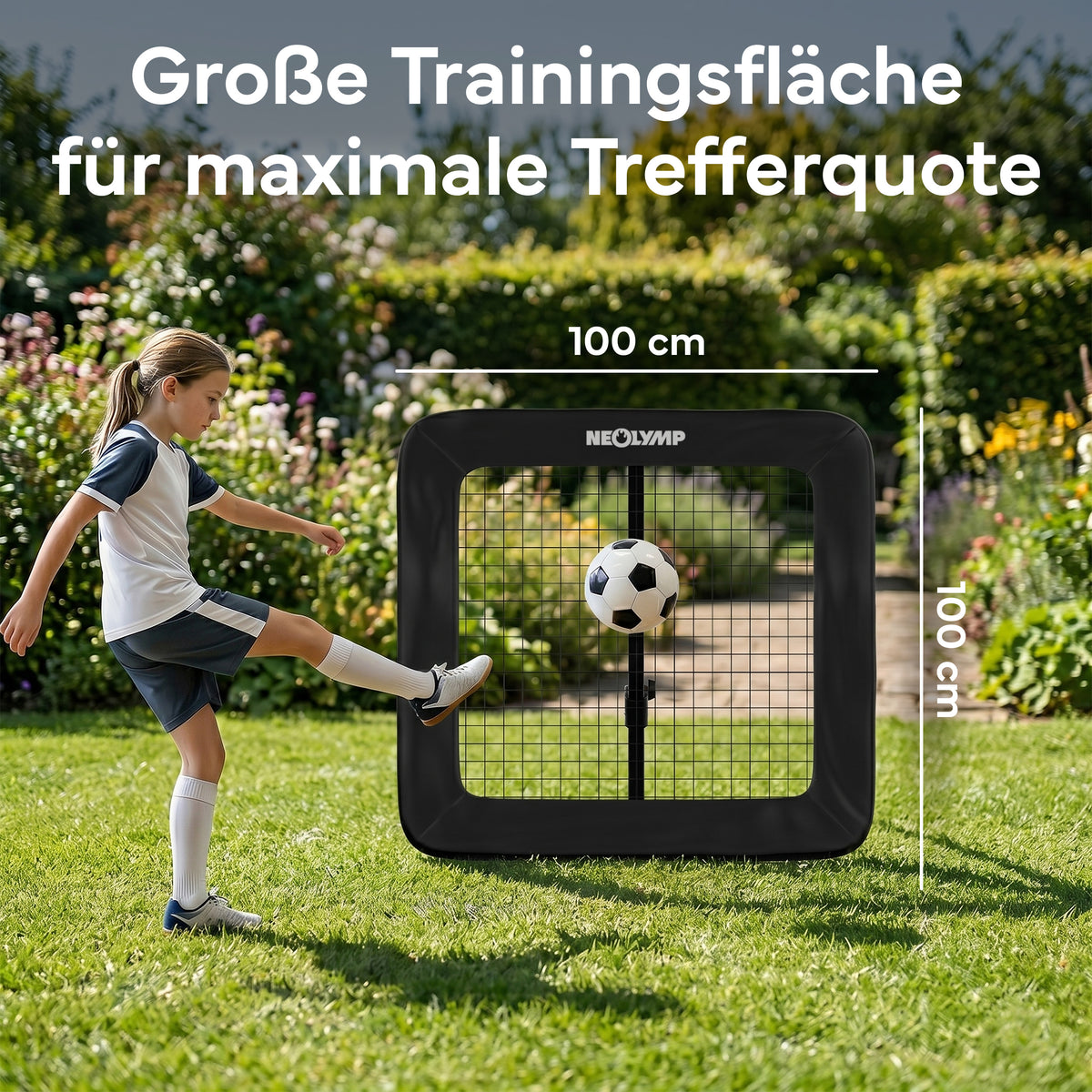 Fußball Rebounder Fußball in schwarz - Indoor & Outdoor Rückprallwand – 100 cm | B-Ware - - Outlet von NEOLYMP | Fitnessequipment und Sportartikel
