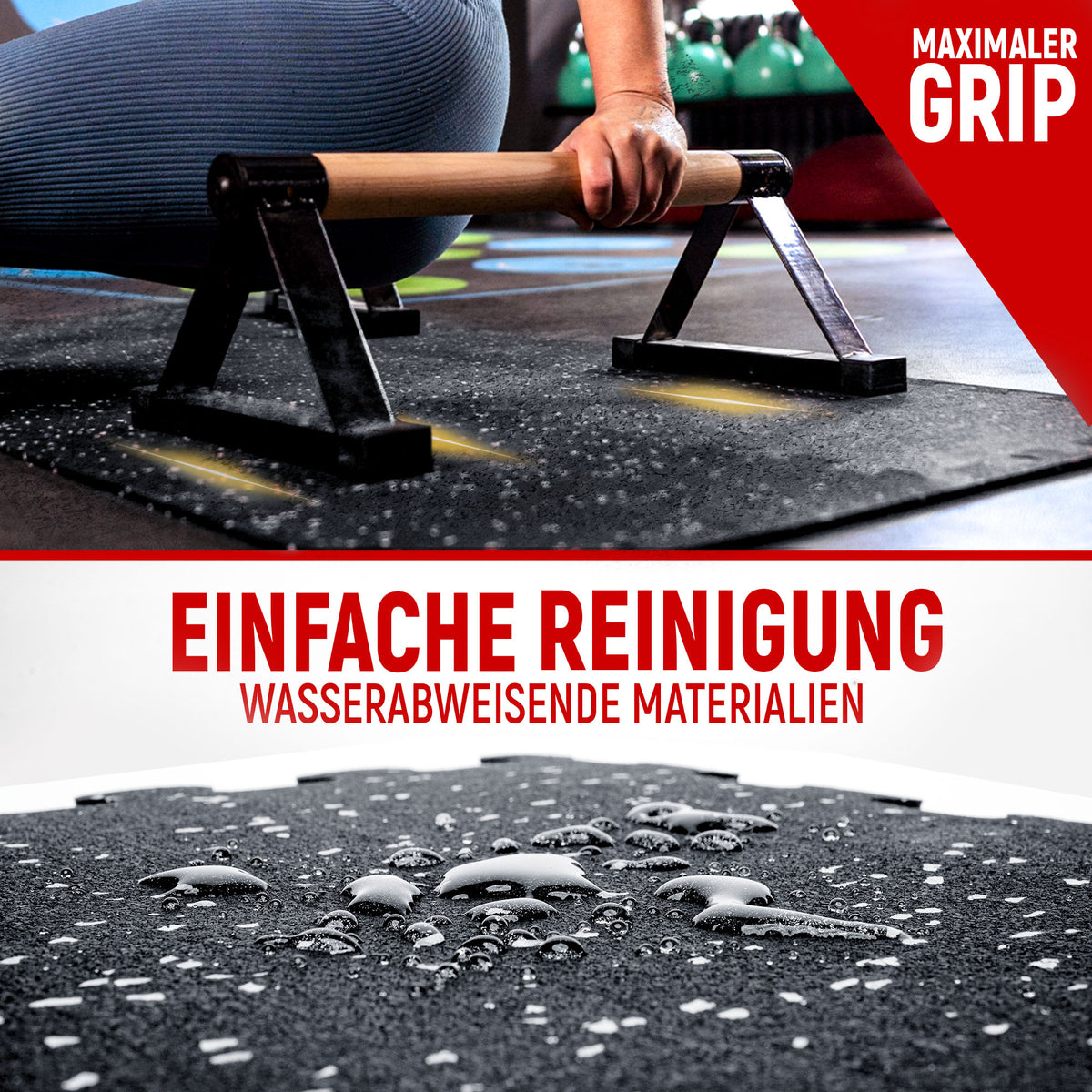 Robuste Bodenschutzmatte schwarz/grau gesprenkelt (Fitness Puzzlematte) – 1 x 8 Stück (8 Stück) (B‑Ware) - - Outlet von NEOLYMP | Fitnessequipment und Sportartikel