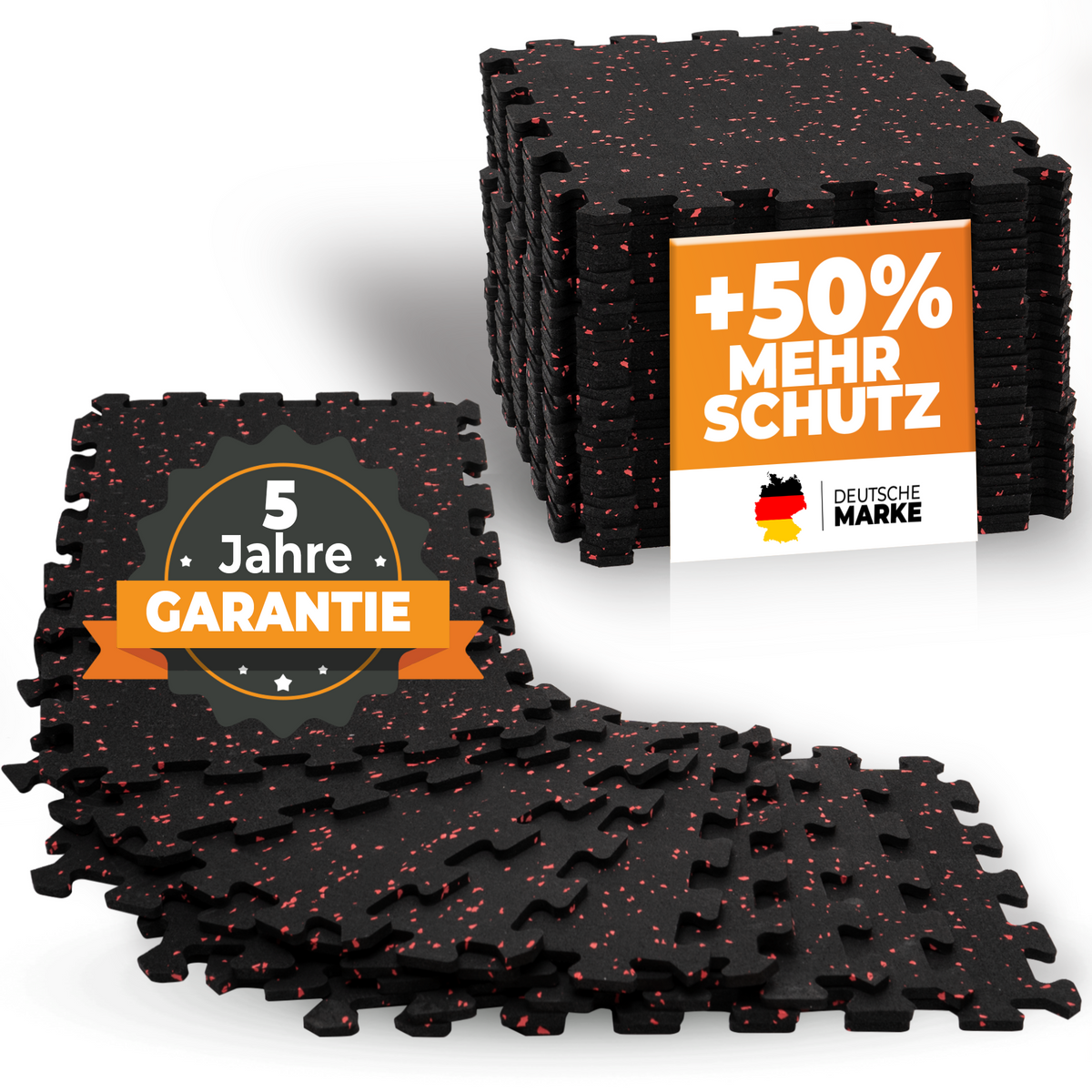 Premium Bodenschutzmatte aus extra dichtem Kautschuk (schwarz-rot) - - Bodenschutz von NEOLYMP | Fitnessequipment und Sportartikel
