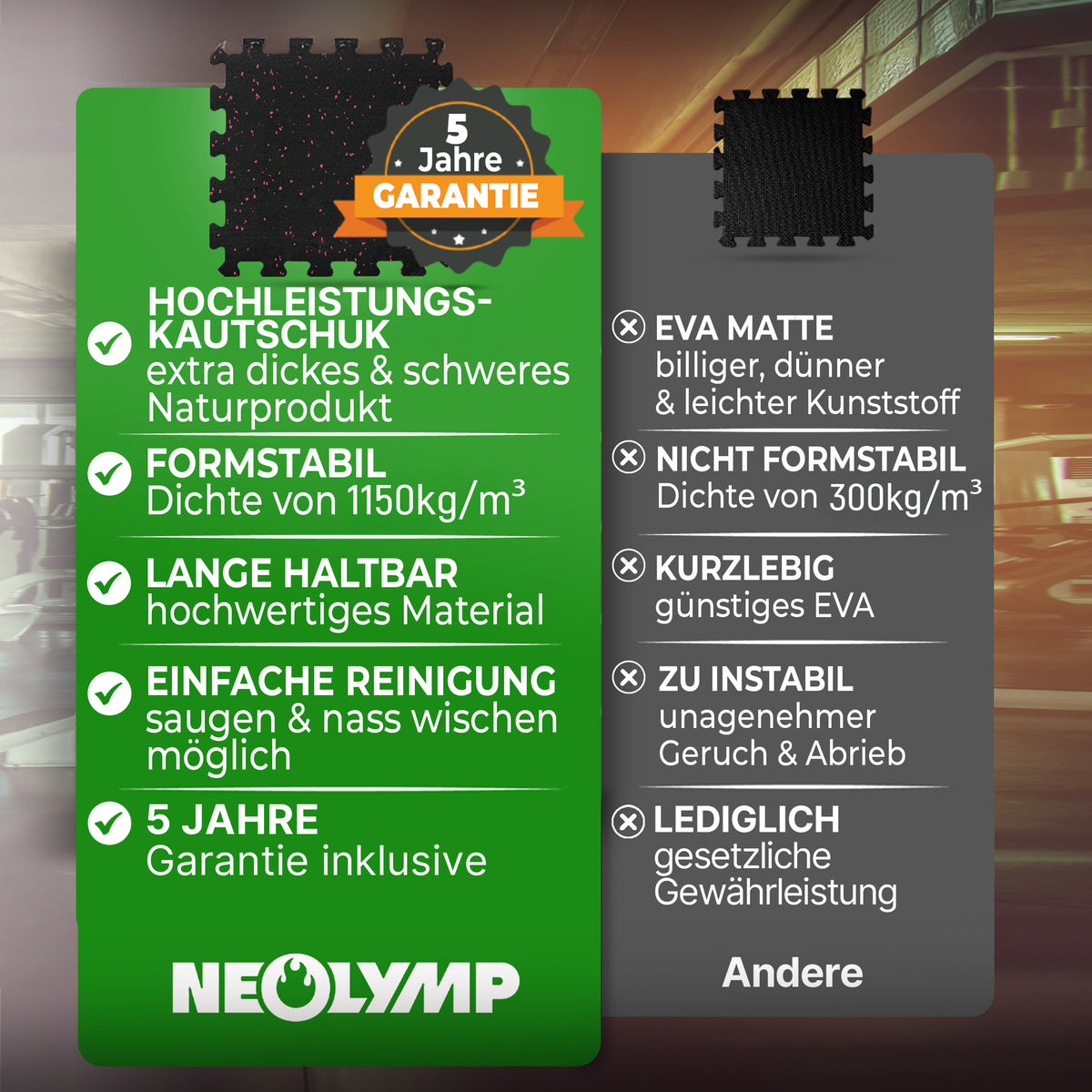8 Kautschuk Bodenschutzmatten (B-Ware) - - Outlet von NEOLYMP | Fitnessequipment und Sportartikel