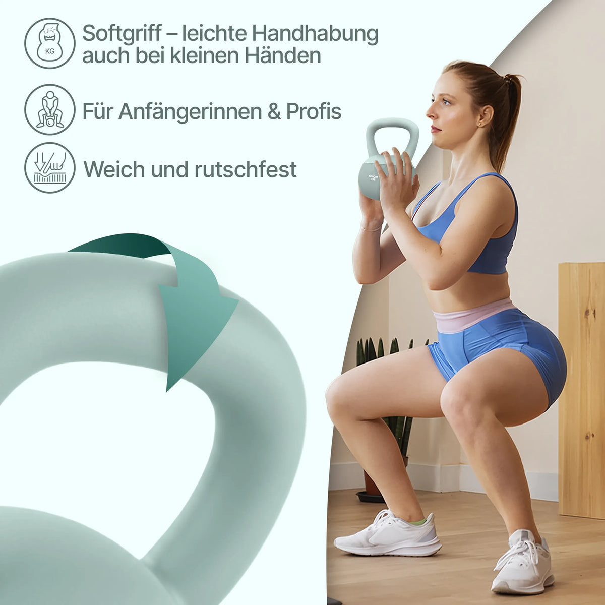 Soft Kettlebell - 2 kg bis 12 kg Trainingsgewichte - 8 kg Sky Blue - Kettlebell von NEOLYMP | Fitnessequipment und Sportartikel