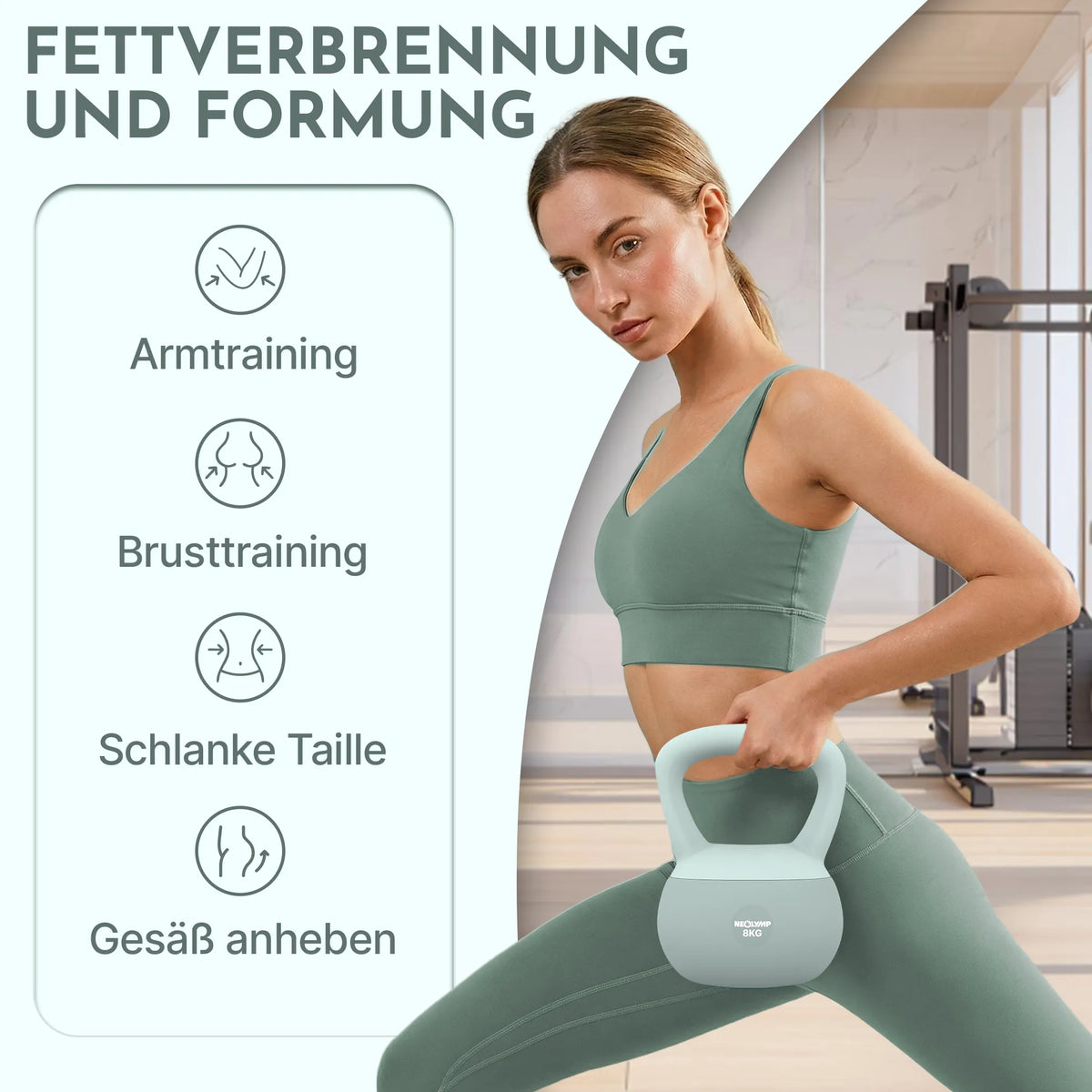 Soft Kettlebell - 2 kg bis 12 kg Trainingsgewichte - 8 kg Sky Blue - Kettlebell von NEOLYMP | Fitnessequipment und Sportartikel