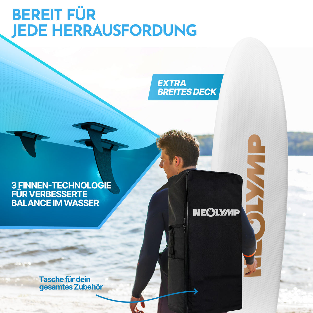 Stand-Up Paddle Board (SUP) + 13-teiliges Komplettset - - Wassersport von NEOLYMP | Fitnessequipment und Sportartikel