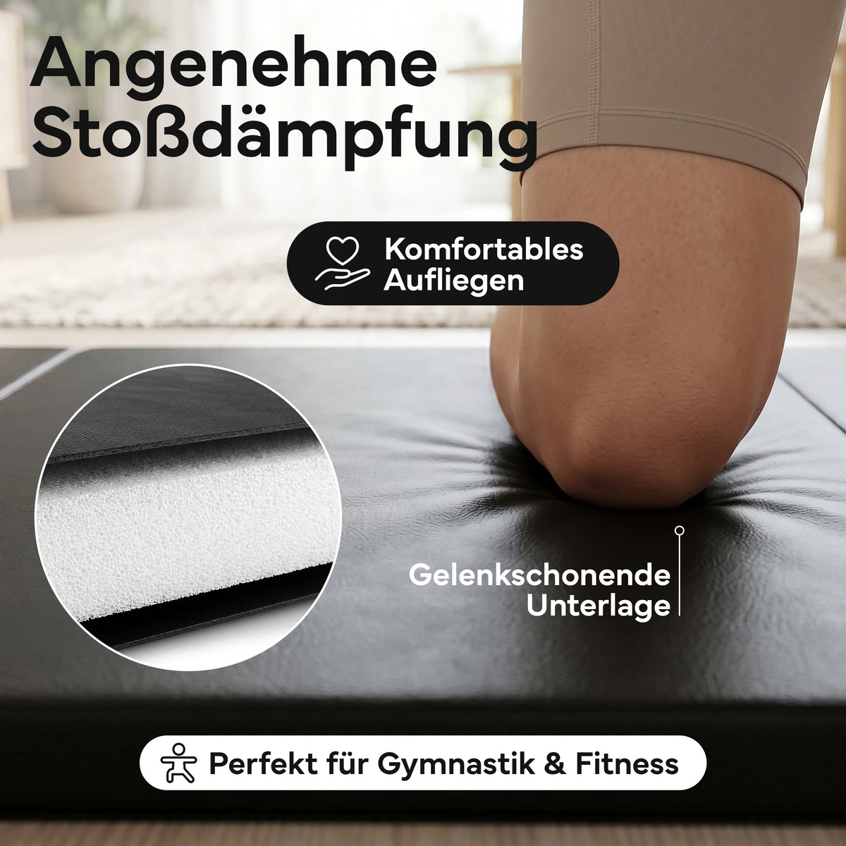 Turnmatte - faltbar mit Tragefunktion - Schwarz M (190x80x5 cm) - von NEOLYMP | Fitnessequipment und Sportartikel