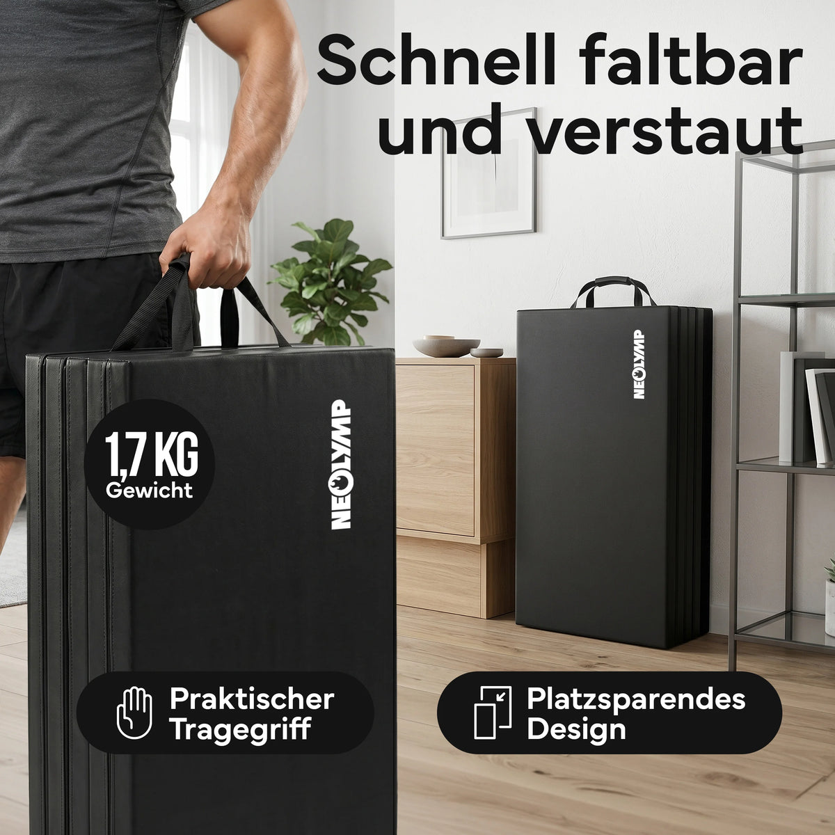 Turnmatte - faltbar mit Tragefunktion - Bunt S (190x80x3 cm) - von NEOLYMP | Fitnessequipment und Sportartikel