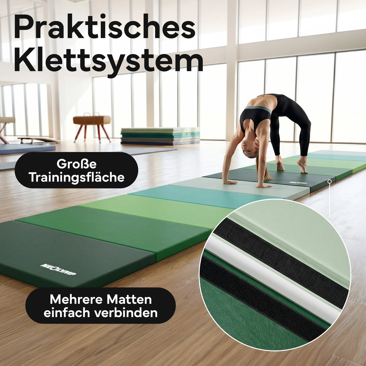 Turnmatte - faltbar mit Tragefunktion - Bunt M (190x80x5 cm) - von NEOLYMP | Fitnessequipment und Sportartikel