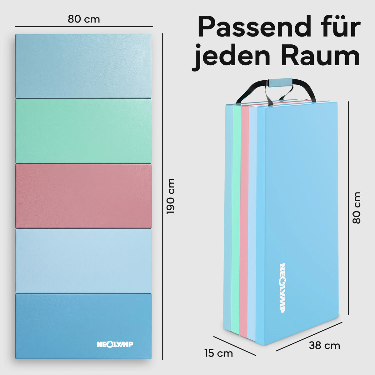 Turnmatte - faltbar mit Tragefunktion - Bunt S (190x80x3 cm) - von NEOLYMP | Fitnessequipment und Sportartikel