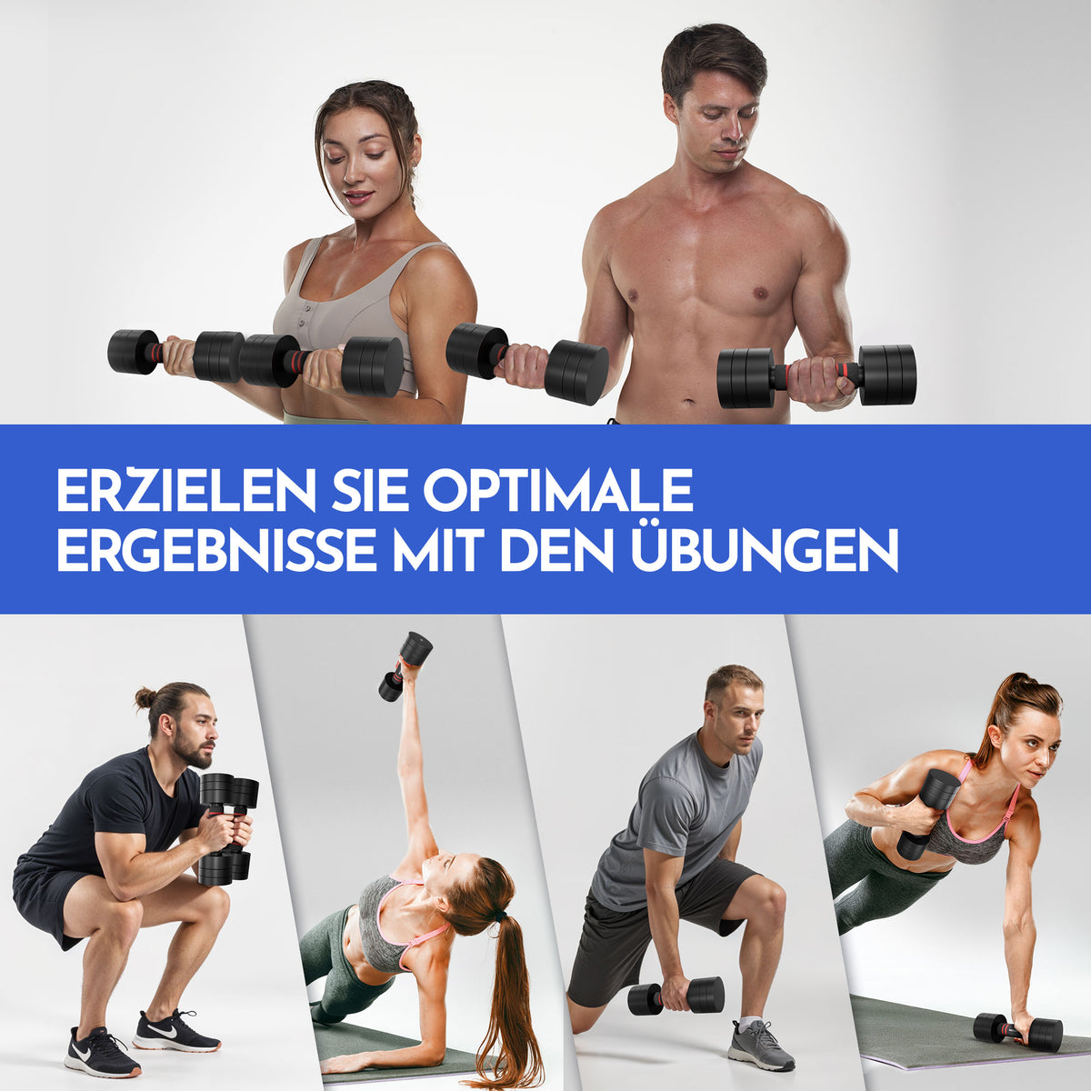 Verstellbare Chrome-Kurzhanteln in schwarz - 5 & 10kg - - Hantel von NEOLYMP | Fitnessequipment und Sportartikel