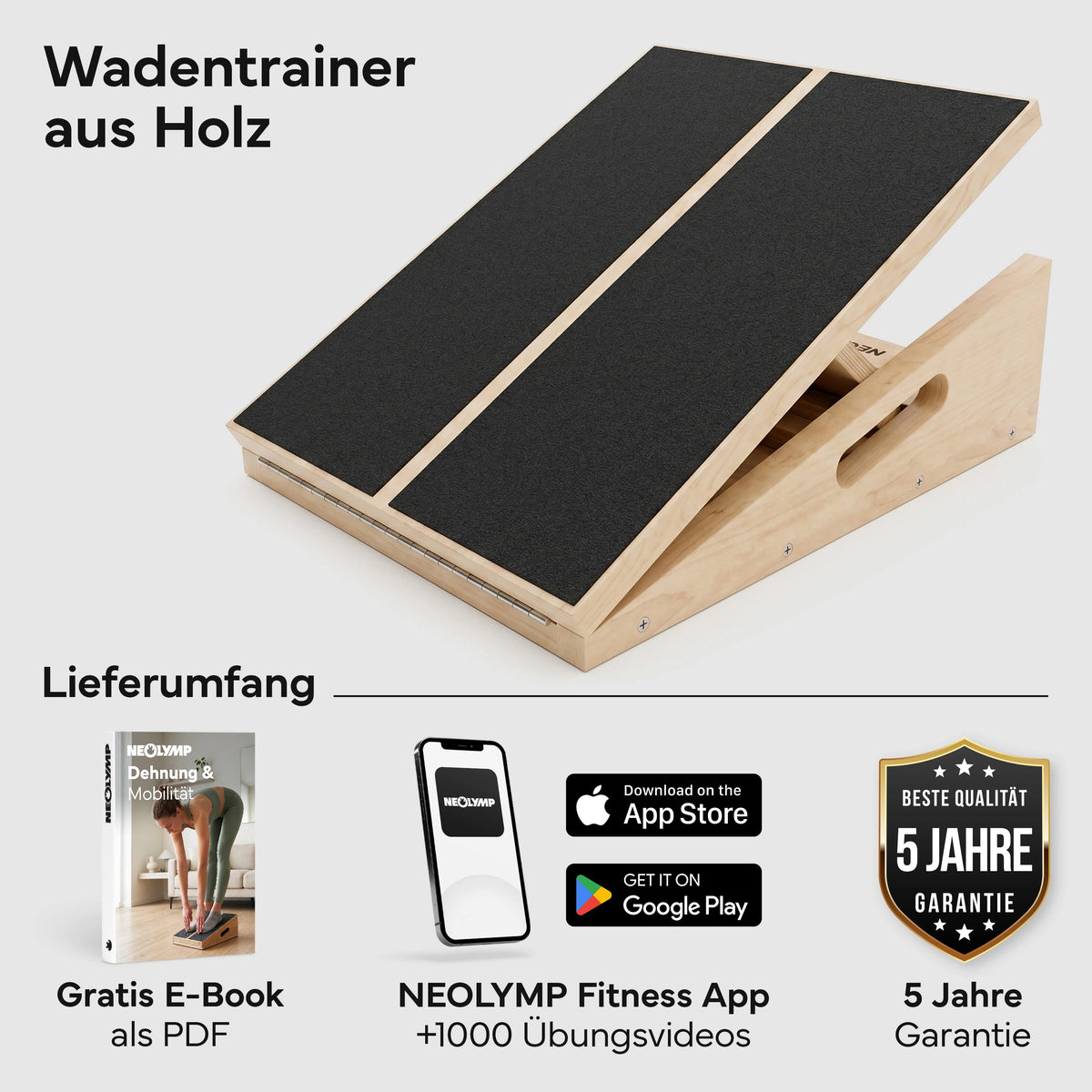 Wadendehner Brett - Stretch Board aus Holz - - Sportgerät von NEOLYMP | Fitnessequipment und Sportartikel