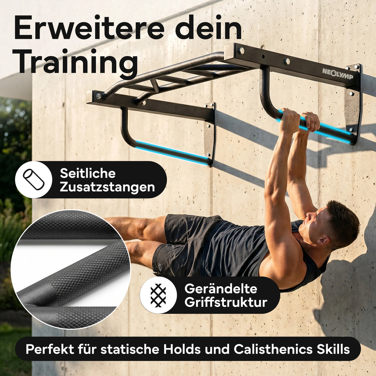 Klimmzugstange Wandmontage - 2-in-1 Klimmzugstation - - Klimmzugstangen von NEOLYMP | Fitnessequipment und Sportartikel