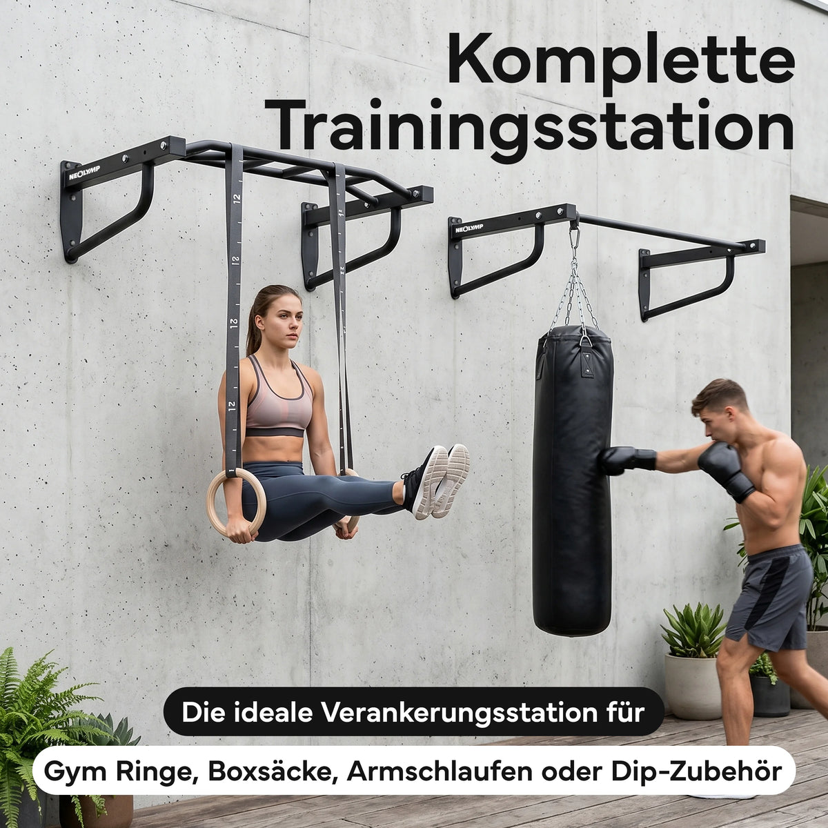 Klimmzugstange Wandmontage - 2-in-1 Klimmzugstation - - Klimmzugstangen von NEOLYMP | Fitnessequipment und Sportartikel