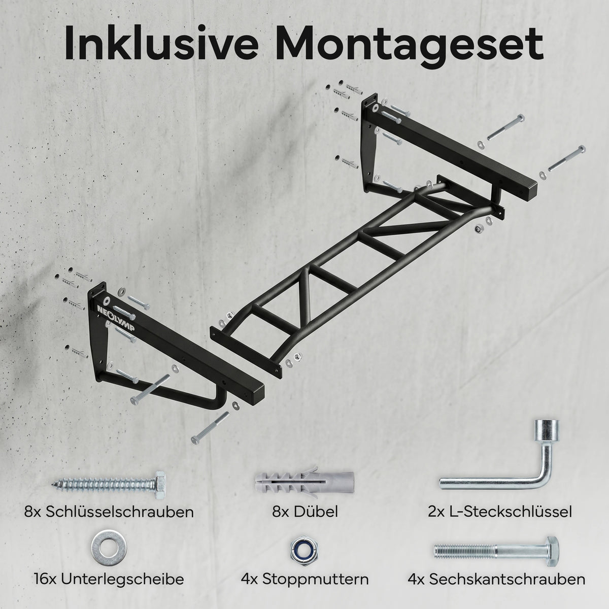 Klimmzugstange Wandmontage - 2-in-1 Klimmzugstation - - Klimmzugstangen von NEOLYMP | Fitnessequipment und Sportartikel