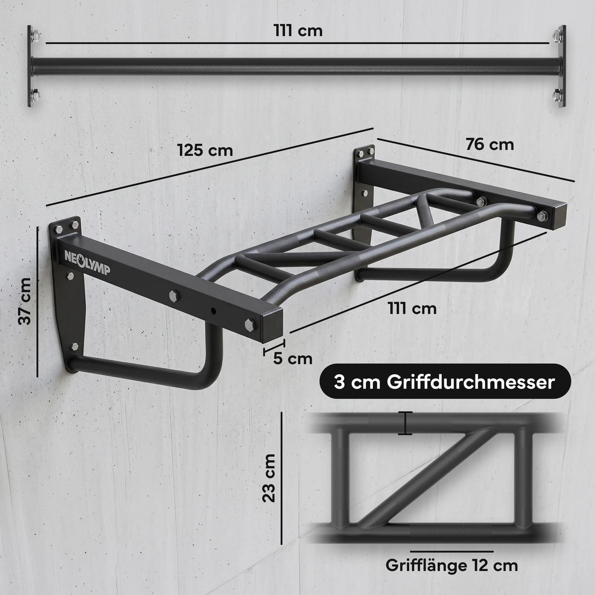 Klimmzugstange Wandmontage - 2-in-1 Klimmzugstation - - Klimmzugstangen von NEOLYMP | Fitnessequipment und Sportartikel