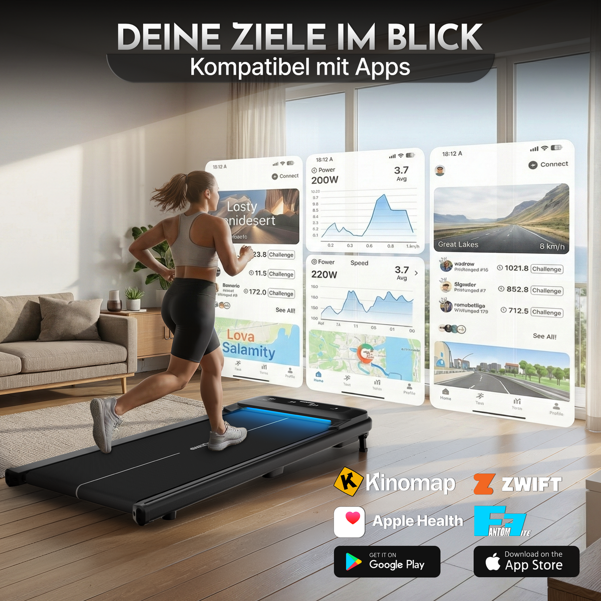 Premium Walking Pad bis 150 kg- mit bürstenlosem Motor, extra leise - - Sportgerät von NEOLYMP | Fitnessequipment und Sportartikel