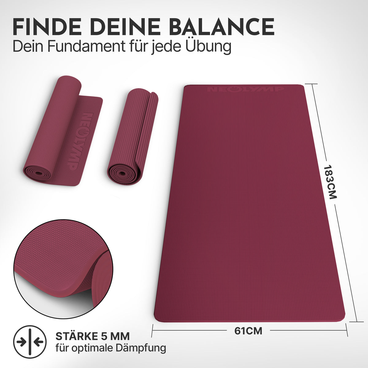 Premium Yogamatte – ideal für Yoga, Pilates & Gymnastik – Aubergine | B-Ware - - Outlet von NEOLYMP | Fitnessequipment und Sportartikel