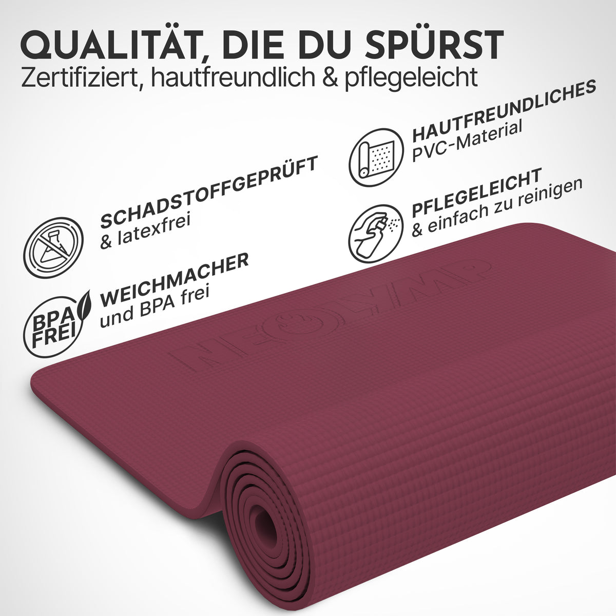 Premium Yogamatte – ideal für Yoga, Pilates & Gymnastik – Aubergine | B-Ware - - Outlet von NEOLYMP | Fitnessequipment und Sportartikel