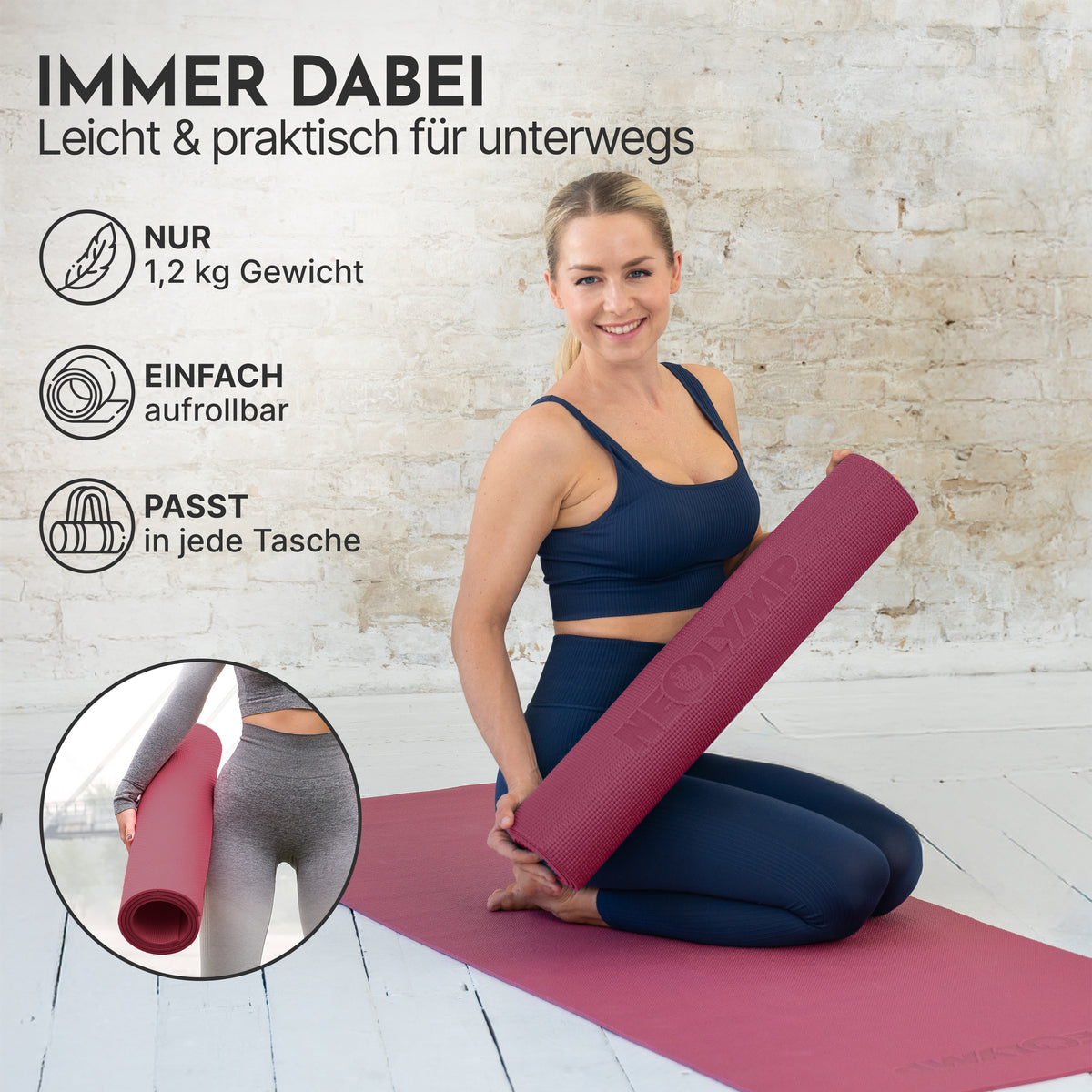 Premium Yogamatte – ideal für Yoga, Pilates & Gymnastik – Aubergine | B-Ware - - Outlet von NEOLYMP | Fitnessequipment und Sportartikel