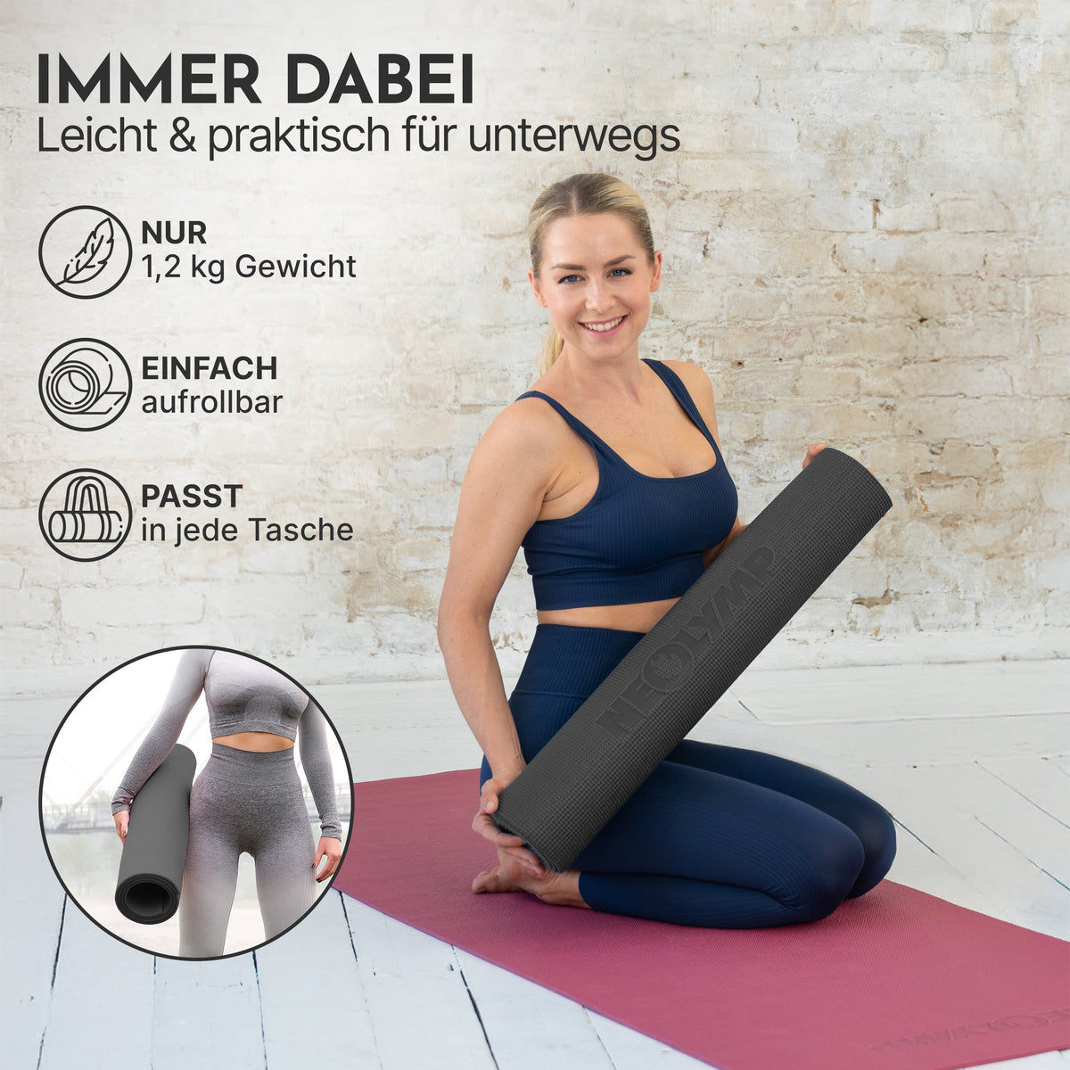 Yogamatte – ideal für Yoga, Pilates & Gymnastik – Schwarz | B-Ware - - Outlet von NEOLYMP | Fitnessequipment und Sportartikel