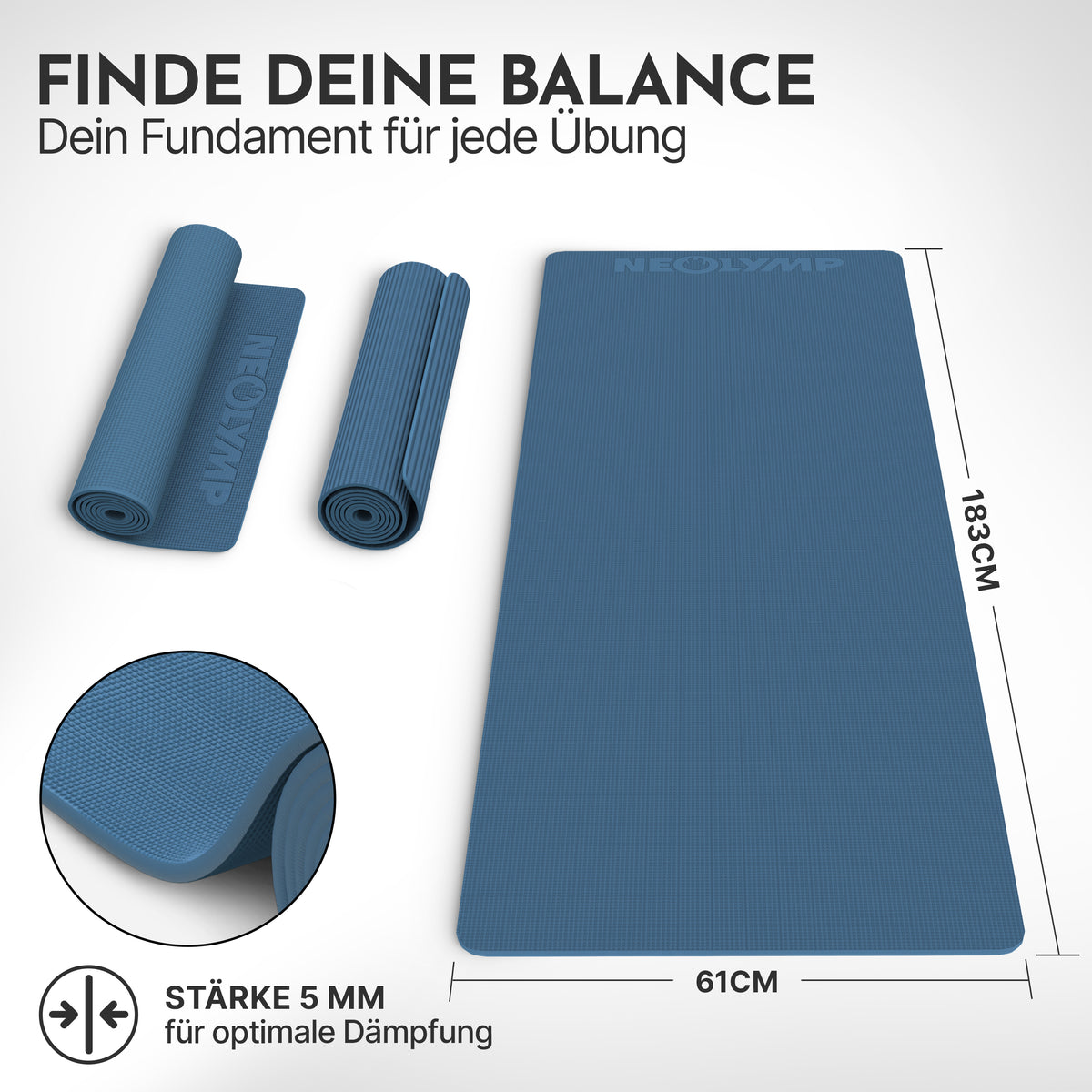 Yogamatte – ideal für Yoga, Pilates & Gymnastik – Indigoblau | B-Ware - - Outlet von NEOLYMP | Fitnessequipment und Sportartikel