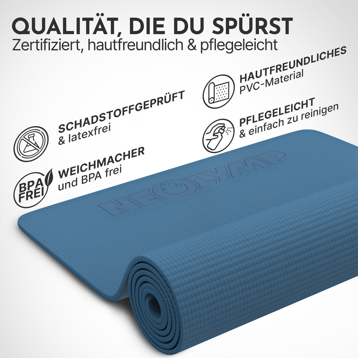 Yogamatte – ideal für Yoga, Pilates & Gymnastik – Indigoblau | B-Ware - - Outlet von NEOLYMP | Fitnessequipment und Sportartikel