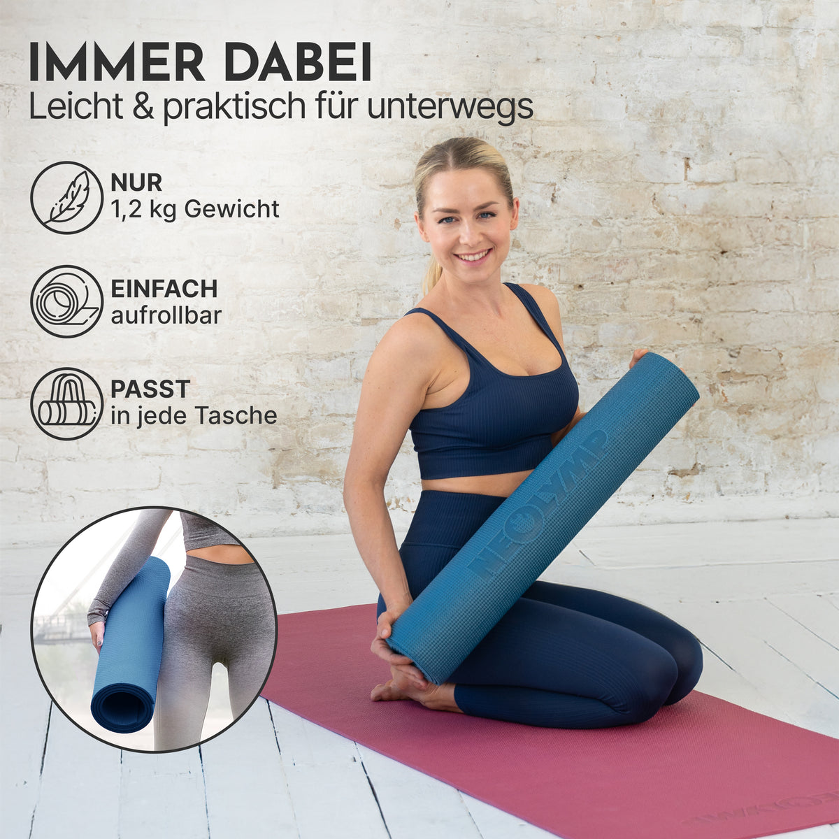 Yogamatte – ideal für Yoga, Pilates & Gymnastik – Indigoblau | B-Ware - - Outlet von NEOLYMP | Fitnessequipment und Sportartikel