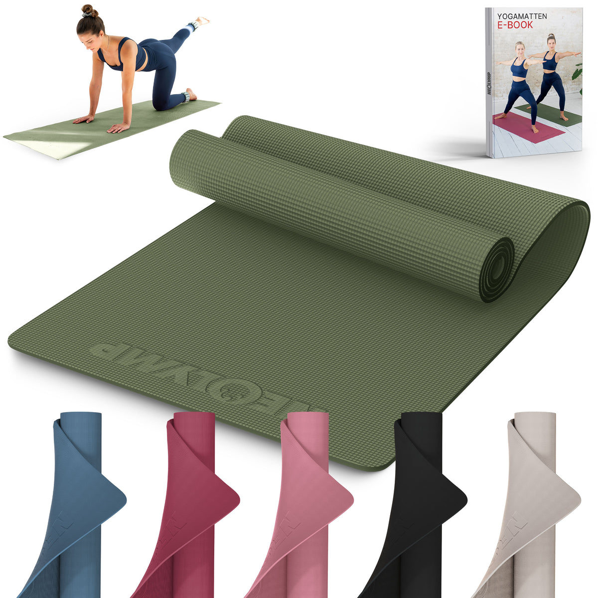 Yogamatte – ideal für Yoga, Pilates & Gymnastik – Olivgrün | B-Ware - - Outlet von NEOLYMP | Fitnessequipment und Sportartikel