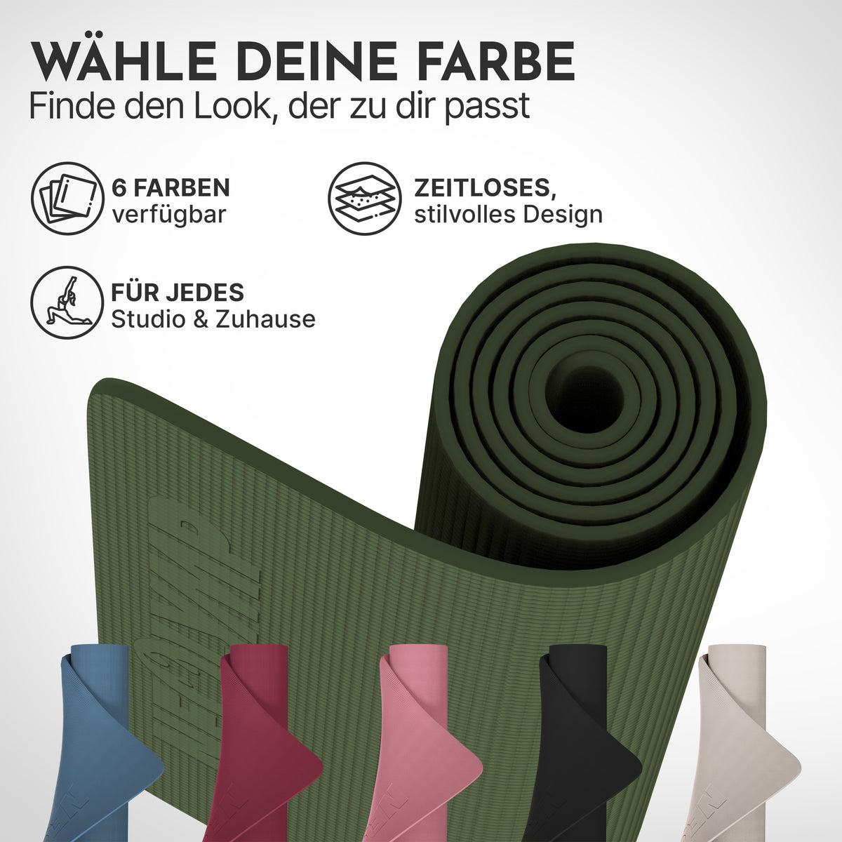 Yogamatte – ideal für Yoga, Pilates & Gymnastik – Olivgrün | B-Ware - - Outlet von NEOLYMP | Fitnessequipment und Sportartikel