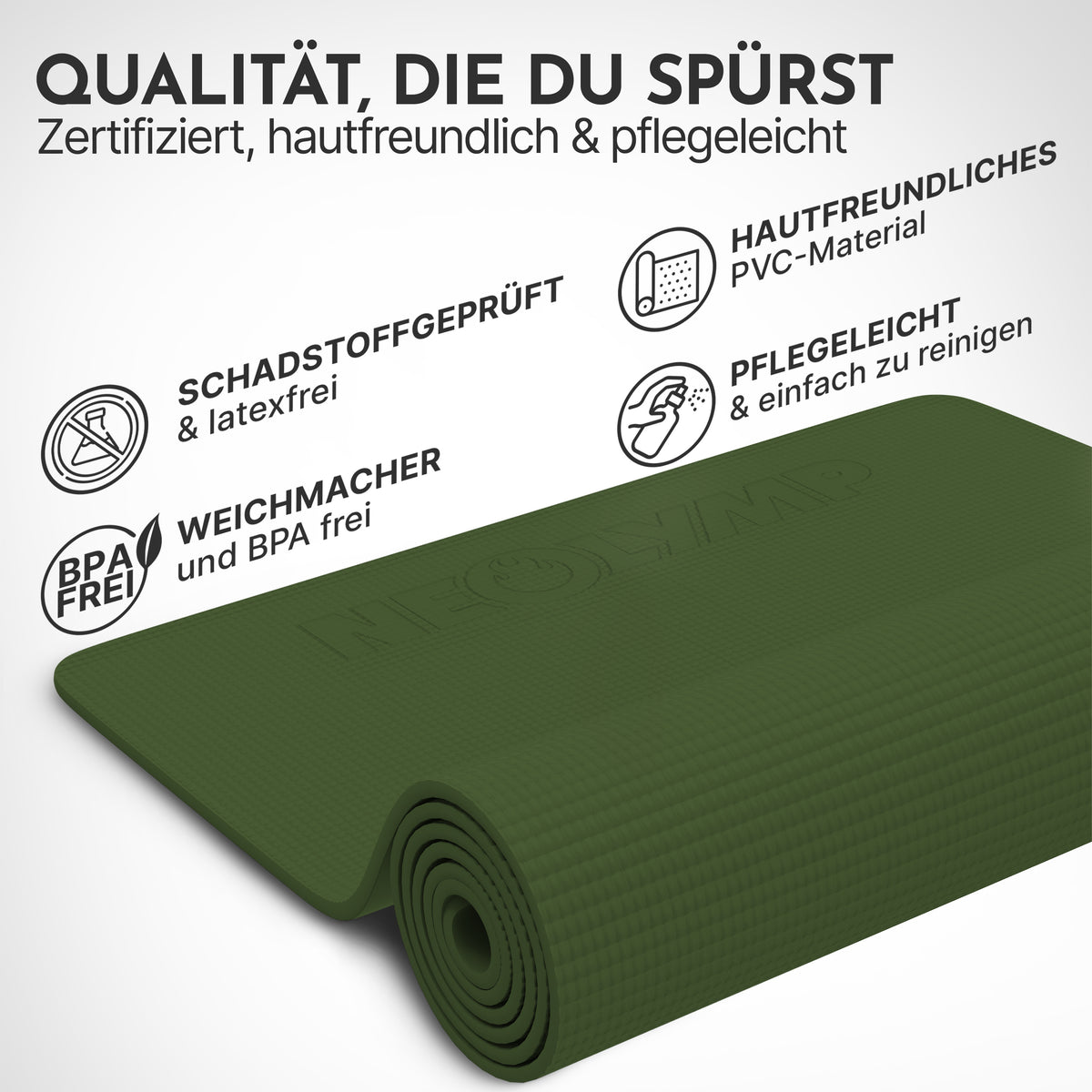 Yogamatte – ideal für Yoga, Pilates & Gymnastik – Olivgrün | B-Ware - - Outlet von NEOLYMP | Fitnessequipment und Sportartikel