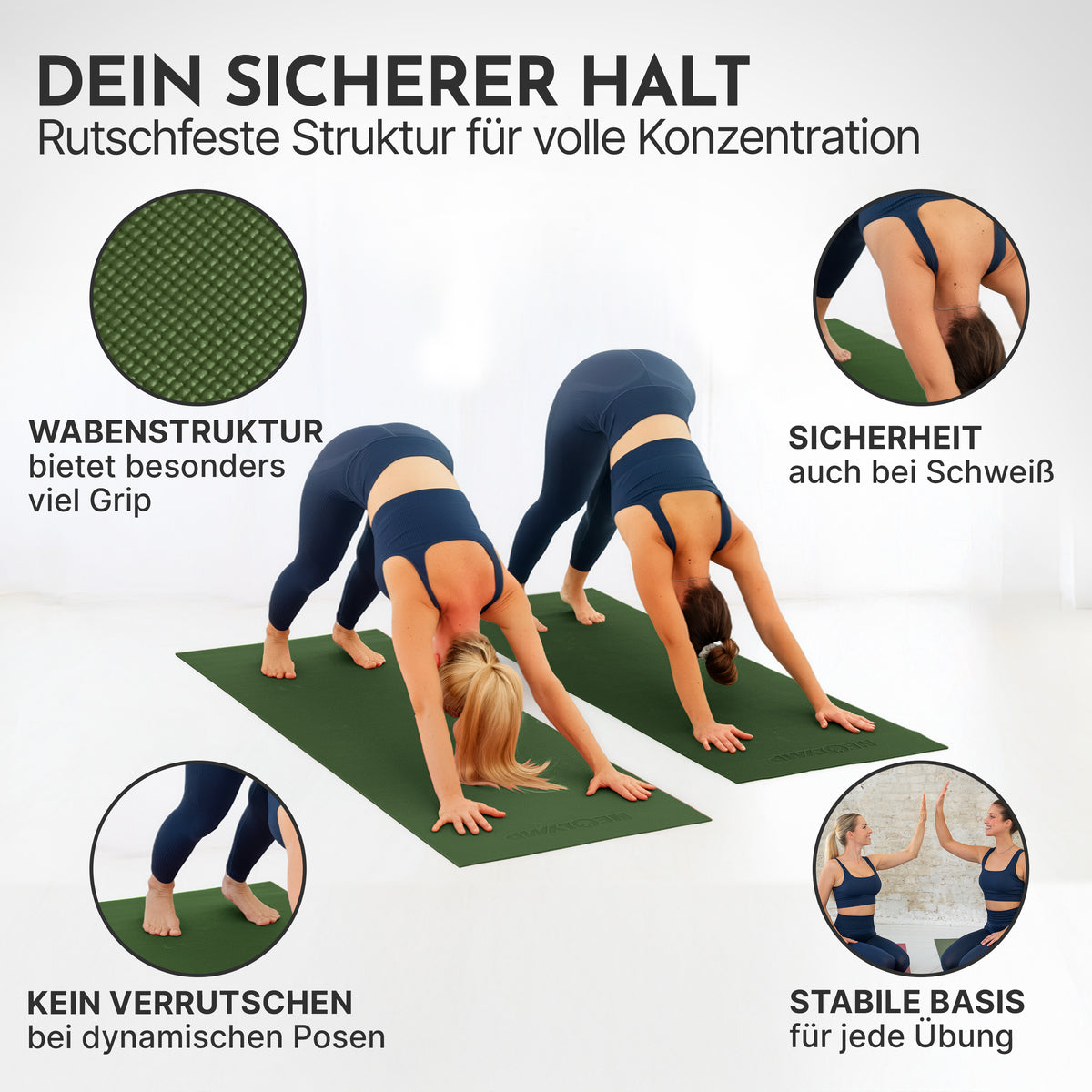 Yogamatte – ideal für Yoga, Pilates & Gymnastik – Olivgrün | B-Ware - - Outlet von NEOLYMP | Fitnessequipment und Sportartikel