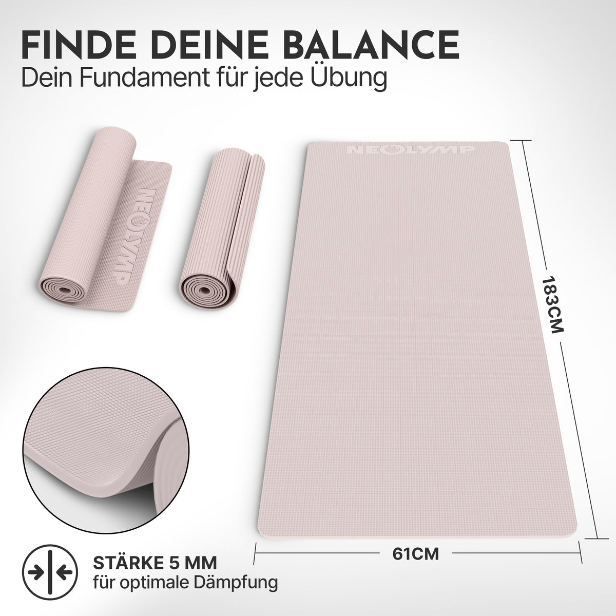 Yogamatte – ideal für Yoga, Pilates & Gymnastik – Taupe | B-Ware - - Outlet von NEOLYMP | Fitnessequipment und Sportartikel