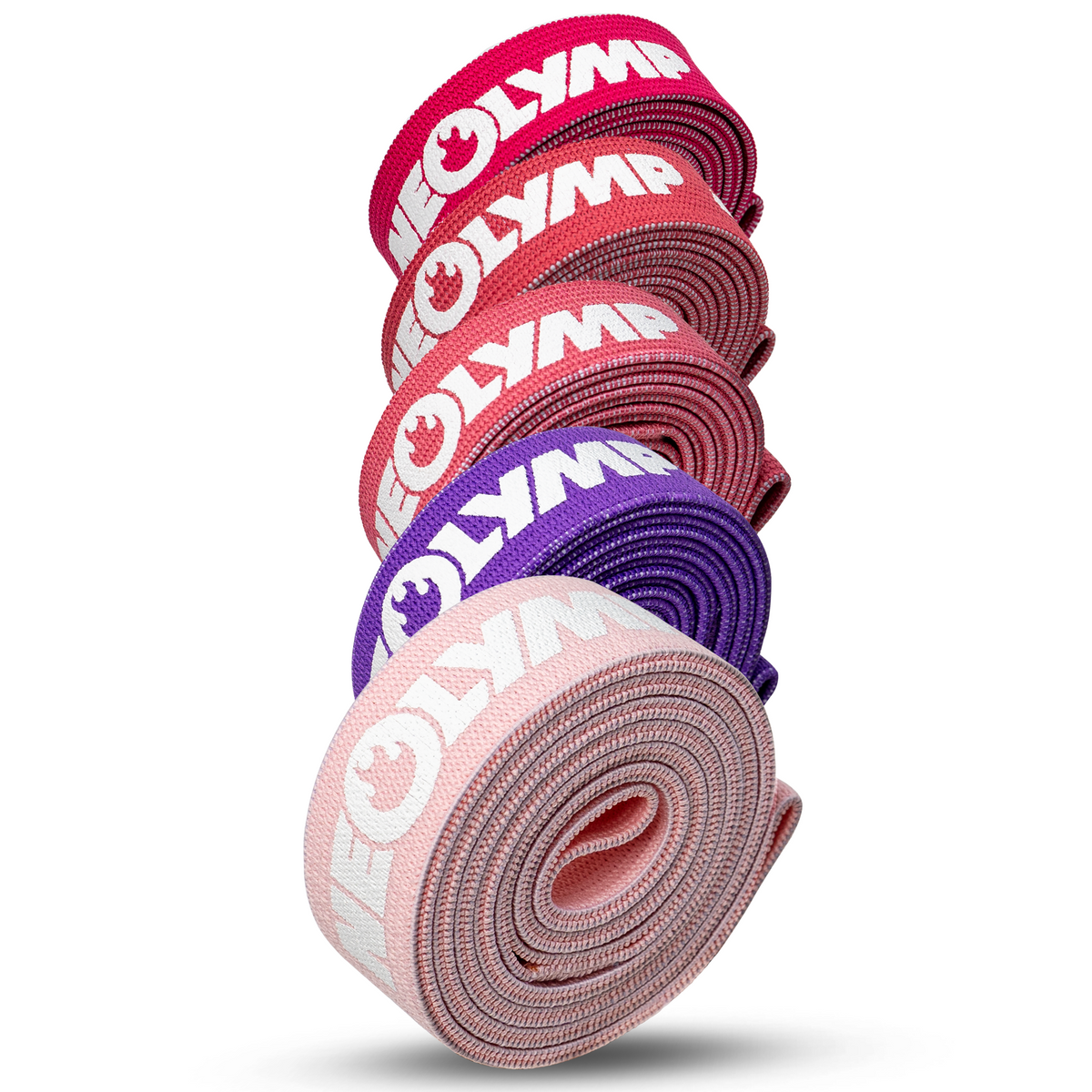 Fitnessbänder lang aus Stoff - 5er Set Pink Edition - Fitnessbänder von NEOLYMP | Fitnessequipment und Sportartikel