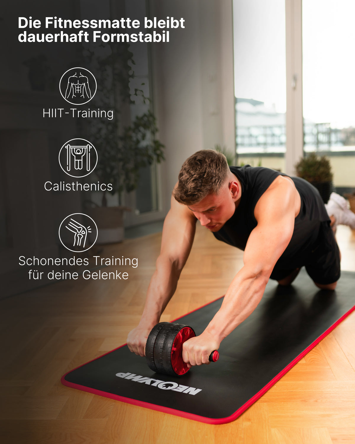 Fitnessmatte - extra dick und rutschfest - Rot - Sportmatte von NEOLYMP | Fitnessequipment und Sportartikel