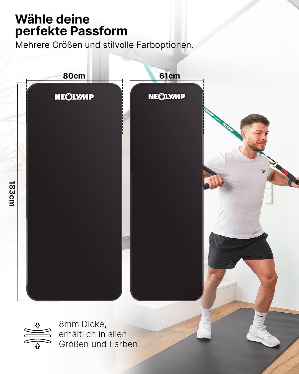 Fitnessmatte - extra dick und rutschfest - Schwarz - Sportmatte von NEOLYMP | Fitnessequipment und Sportartikel