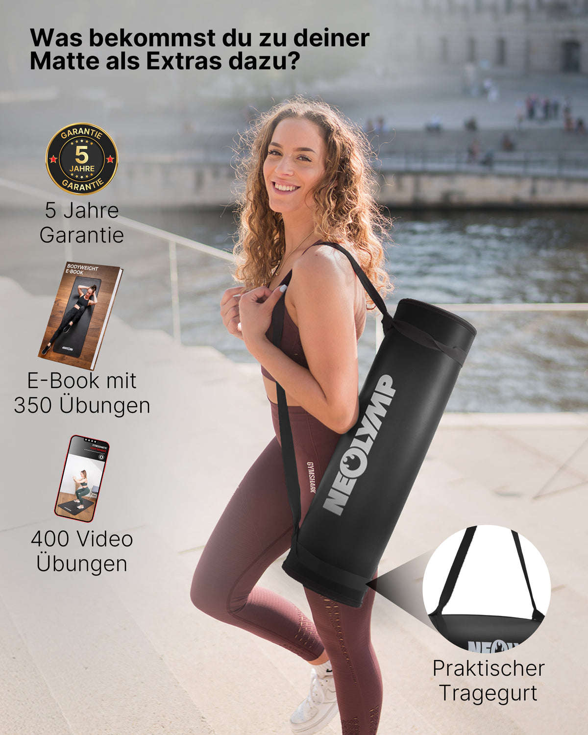 Fitnessmatte - extra dick und rutschfest - Schwarz - Sportmatte von NEOLYMP | Fitnessequipment und Sportartikel