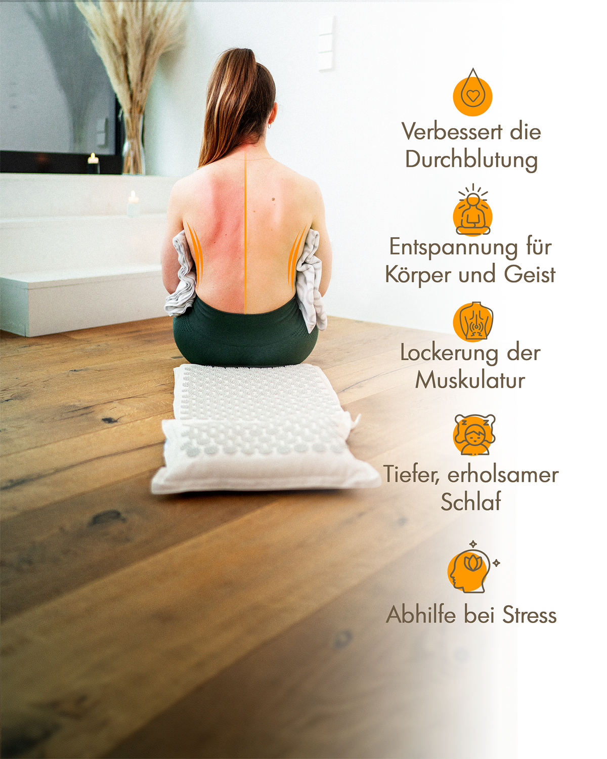 Akupressurmatte mit Kissen inkl. Stuhlbefestigung & Tragefunktion – Beige-Grau (B‑Ware) - - Outlet von NEOLYMP | Fitnessequipment und Sportartikel