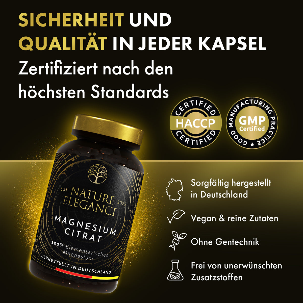 Nature Elegance - Magnesiumcitrat - vegane Kapseln 360mg pro Dosis (2er Pack (360 Stück)) - - Nahrungsergänzungsmittel von NEOLYMP | Fitnessequipment und Sportartikel