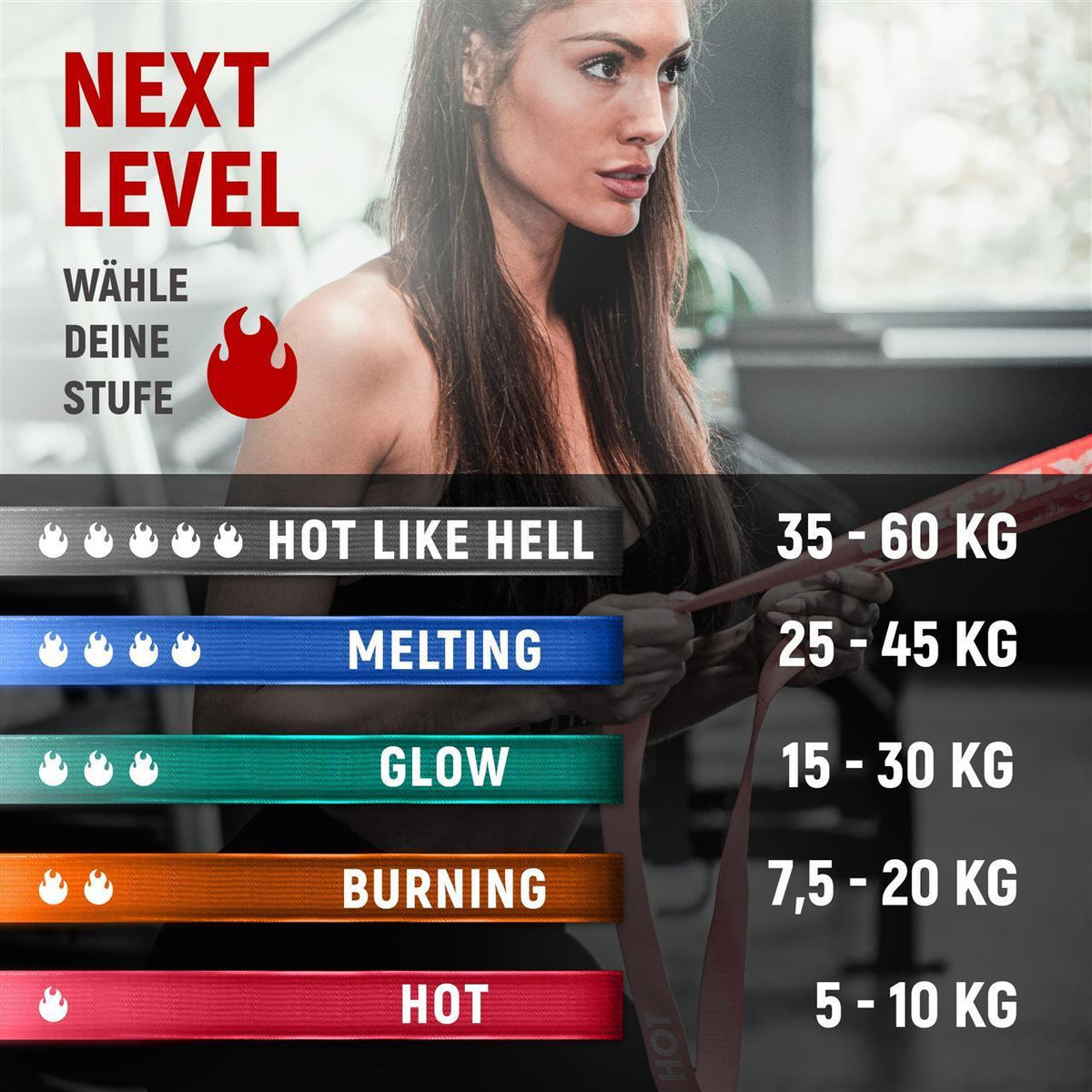 Fitnessbänder lang aus Stoff - - Fitnessbänder von NEOLYMP | Fitnessequipment und Sportartikel