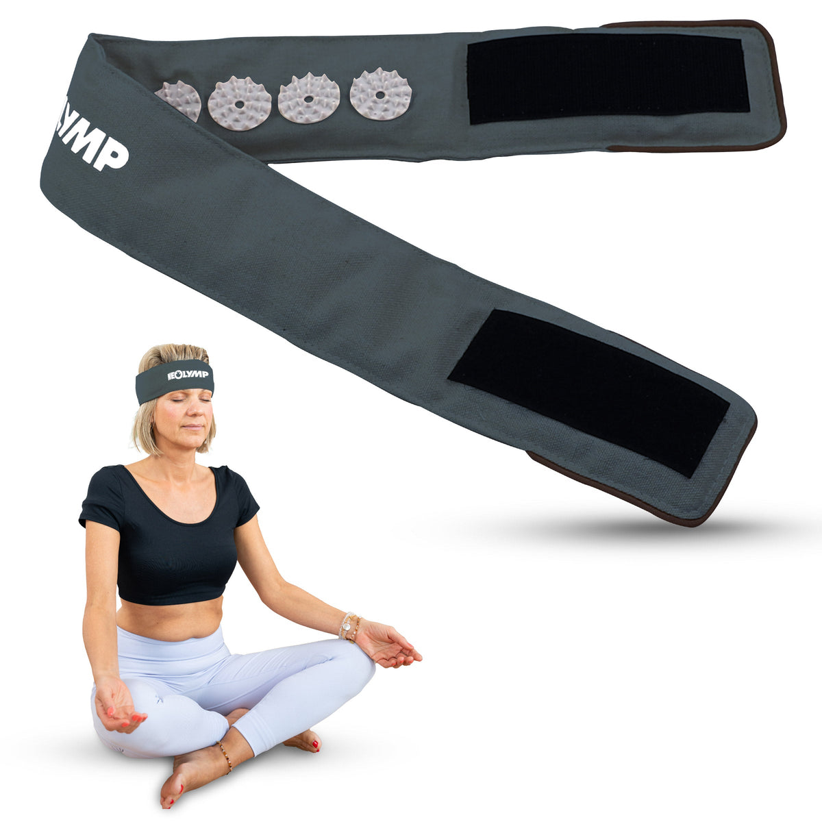 Akupressur Stirnband – Grau-Anthrazit (B‑Ware) - - Outlet von NEOLYMP | Fitnessequipment und Sportartikel